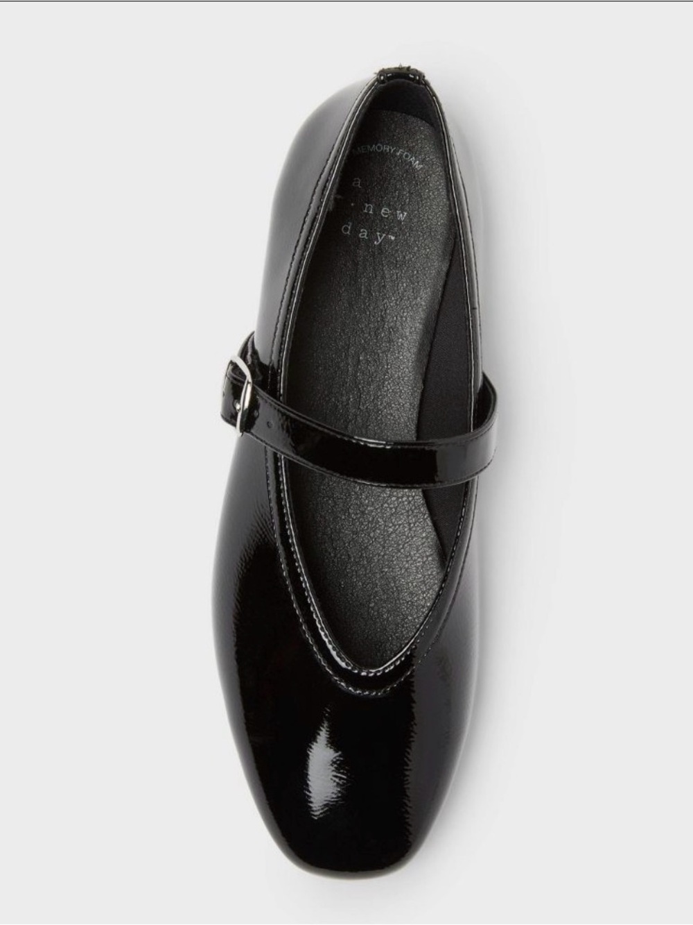 Black Patent Elena Mary Jane Flat with Memory Foam Insole Size 11 *NEW